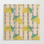 Lemons with Wavy Stripe Wood Wall Art Gallery Image 1