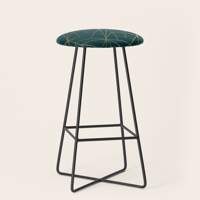 Hidden Sapphire Geometric Gold Pattern With White Shimmer  Stool Gallery Image 1