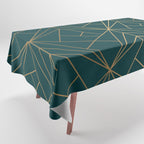 Hidden Sapphire Geometric Gold Pattern With White Shimmer  Tablecloth Gallery Image 1