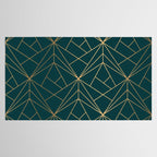 Hidden Sapphire Geometric Gold Pattern With White Shimmer  Tablecloth Gallery Image 2
