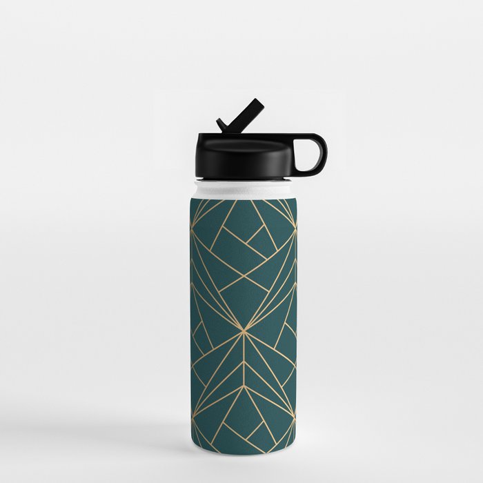 Hidden Sapphire Geometric Gold Pattern With White Shimmer  Water Bottle Gallery Image 1