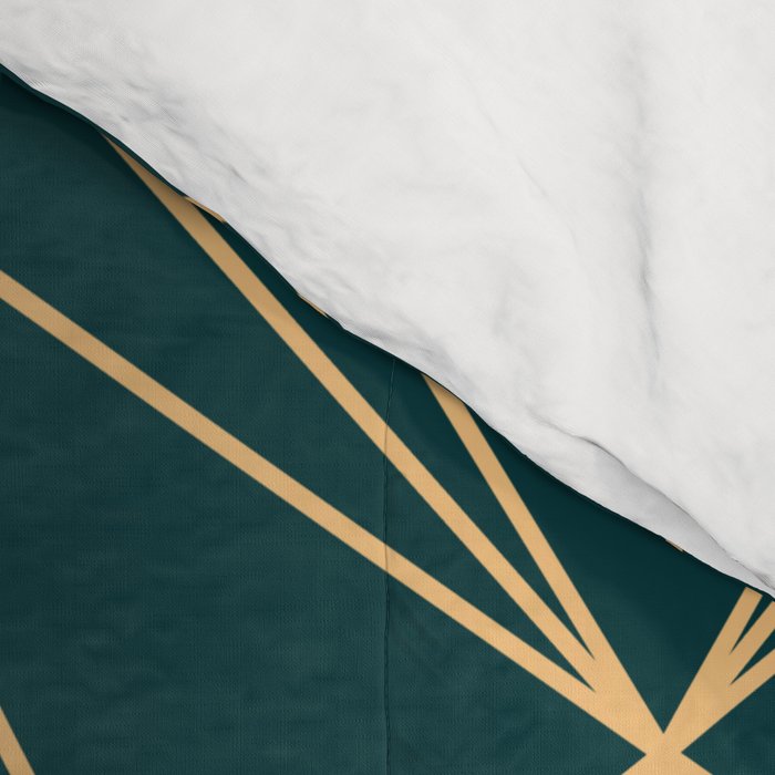 Hidden Sapphire Geometric Gold Pattern With White Shimmer  Comforter Gallery Image 4