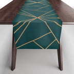Hidden Sapphire Geometric Gold Pattern With White Shimmer  Table Runner Gallery Image 1
