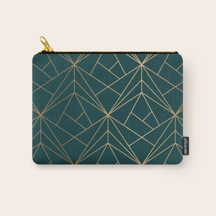 Hidden Sapphire Geometric Gold Pattern With White Shimmer  Carry All Pouch Gallery Image 1
