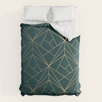 Hidden Sapphire Geometric Gold Pattern With White Shimmer  Comforter Gallery Image 6