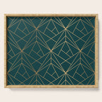 Hidden Sapphire Geometric Gold Pattern With White Shimmer  Serving Tray Gallery Image 1