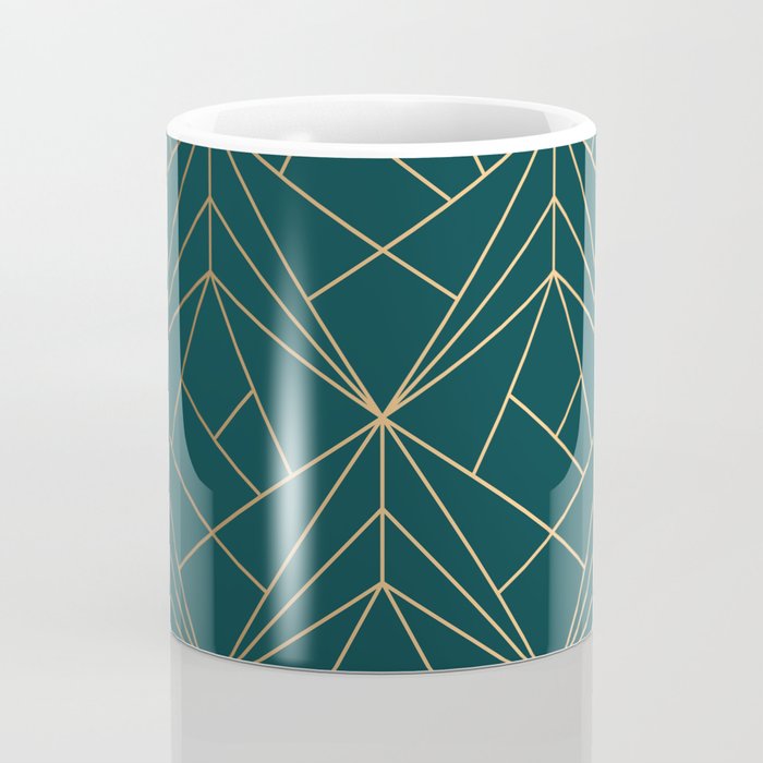 Hidden Sapphire Geometric Gold Pattern With White Shimmer  Coffee Mug Gallery Image 4