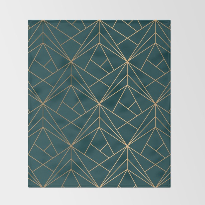 Hidden Sapphire Geometric Gold Pattern With White Shimmer  Throw Blanket Gallery Image 2