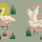 Cranes Wading At Sunset (Sage) Coffee Mug Gallery Image 2