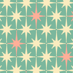 Retro Vintage 50s Stars Pattern in Teal Mint, Pink, and Cream Coffee Mug Gallery Image 2