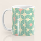 Retro Vintage 50s Stars Pattern in Teal Mint, Pink, and Cream Coffee Mug Gallery Image 3