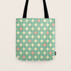 Retro Vintage 50s Stars Pattern in Teal Mint, Pink, and Cream Tote Bag Gallery Image 1