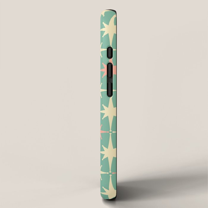 Retro Vintage 50s Stars Pattern in Teal Mint, Pink, and Cream iPhone Case Gallery Image 2