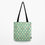 Retro Vintage 50s Stars Pattern in Teal Mint, Pink, and Cream Tote Bag Gallery Image 2