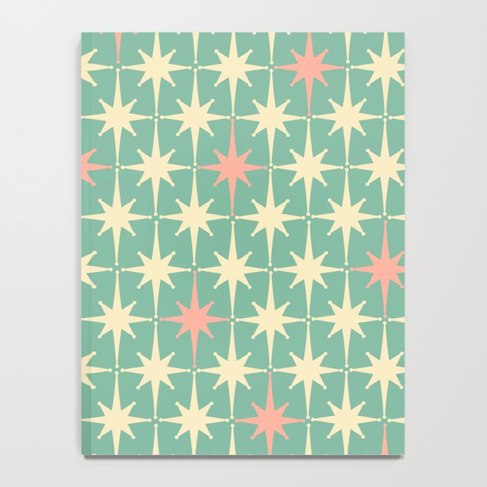 Retro Vintage 50s Stars Pattern in Teal Mint, Pink, and Cream Notebook Gallery Image 4