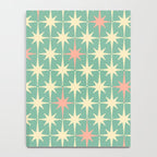 Retro Vintage 50s Stars Pattern in Teal Mint, Pink, and Cream Notebook Gallery Image 4