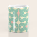 Retro Vintage 50s Stars Pattern in Teal Mint, Pink, and Cream Coffee Mug Gallery Image 4