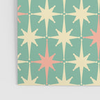 Retro Vintage 50s Stars Pattern in Teal Mint, Pink, and Cream Poster Gallery Image 3