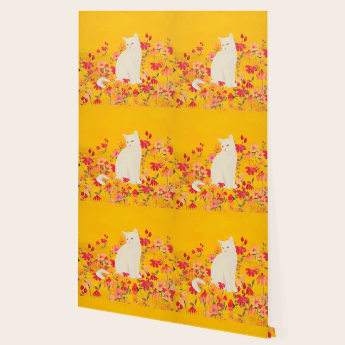 cat in a field of flowers 3 Wallpaper Gallery Image 2