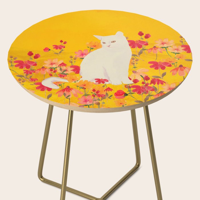 cat in a field of flowers 3 Side Table Gallery Image 2