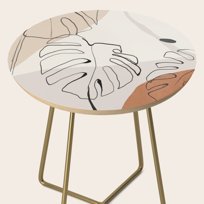 Minimal Abstract Art- Monstera Side Table Gallery Image 2