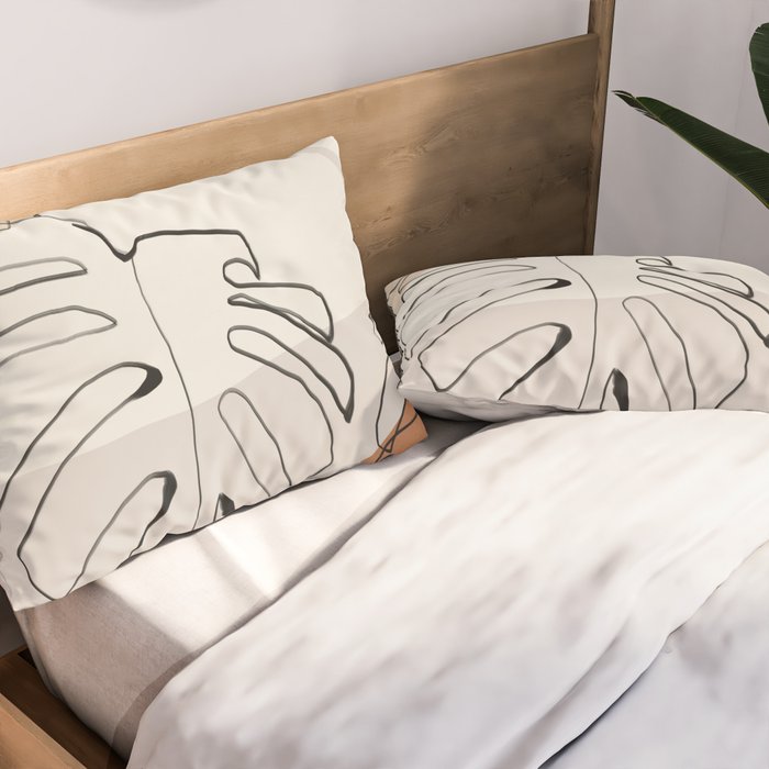 Minimal Abstract Art- Monstera Pillow Sham Gallery Image 2