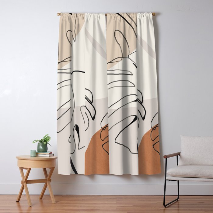 Minimal Abstract Art- Monstera Window Curtain Gallery Image 5