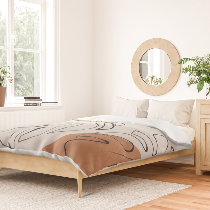 Minimal Abstract Art- Monstera Duvet Cover Gallery Image 2