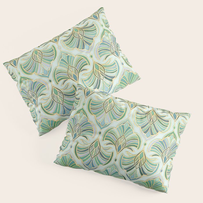 Jade Enamel Art Deco Fans Pillow Sham Gallery Image 3