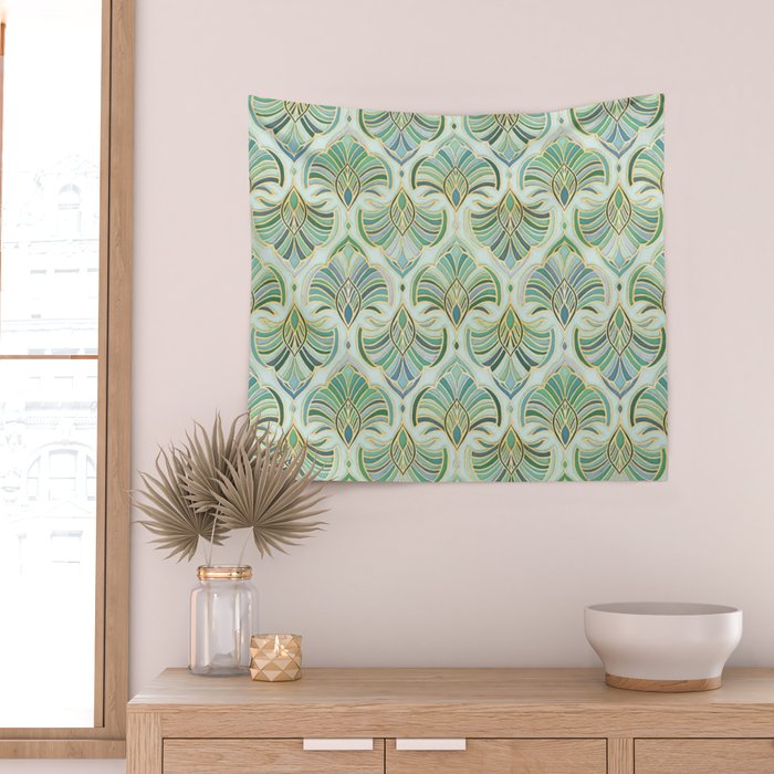Jade Enamel Art Deco Fans Wall Tapestry Gallery Image 2
