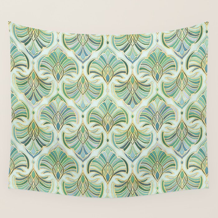 Jade Enamel Art Deco Fans Wall Tapestry Gallery Image 4
