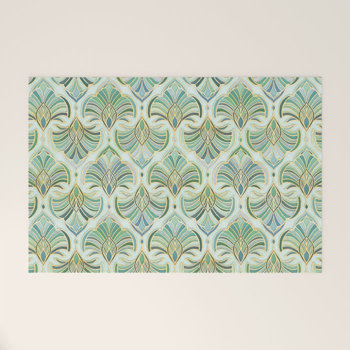 Jade Enamel Art Deco Fans Welcome Mat Gallery Image 1