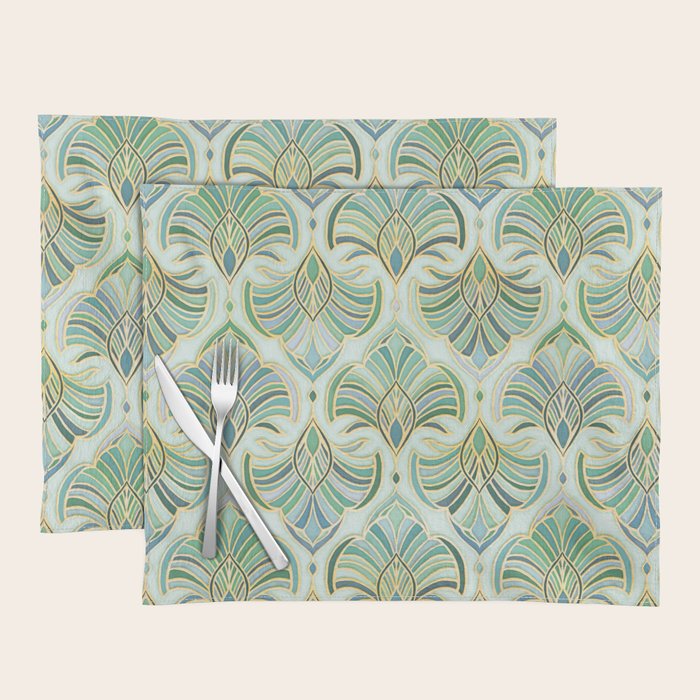 Jade Enamel Art Deco Fans Placemat Gallery Image 1