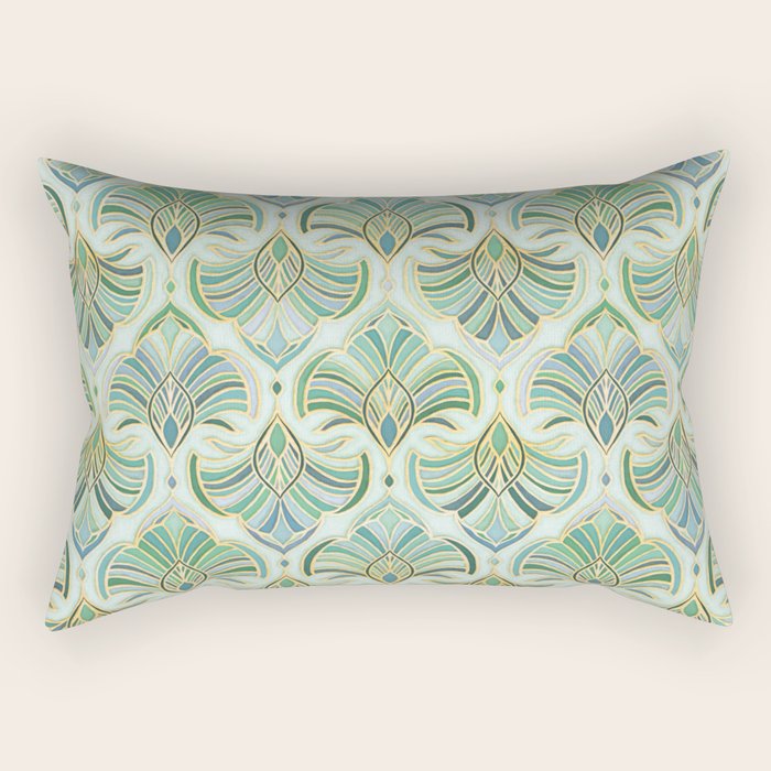Jade Enamel Art Deco Fans Rectangular Pillow Gallery Image 2