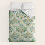 Jade Enamel Art Deco Fans Duvet Cover Gallery Image 6
