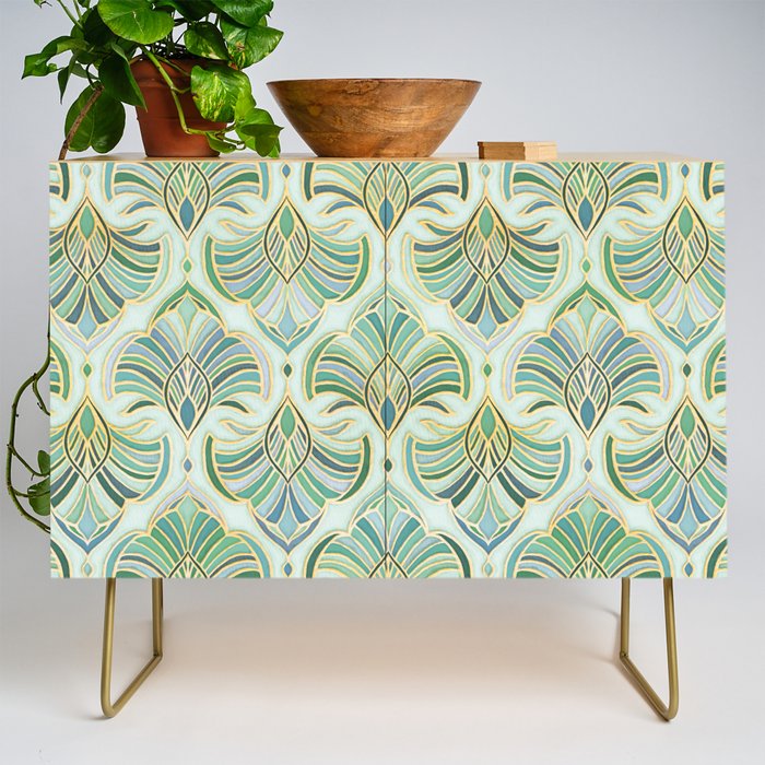 Jade Enamel Art Deco Fans Credenza Gallery Image 1