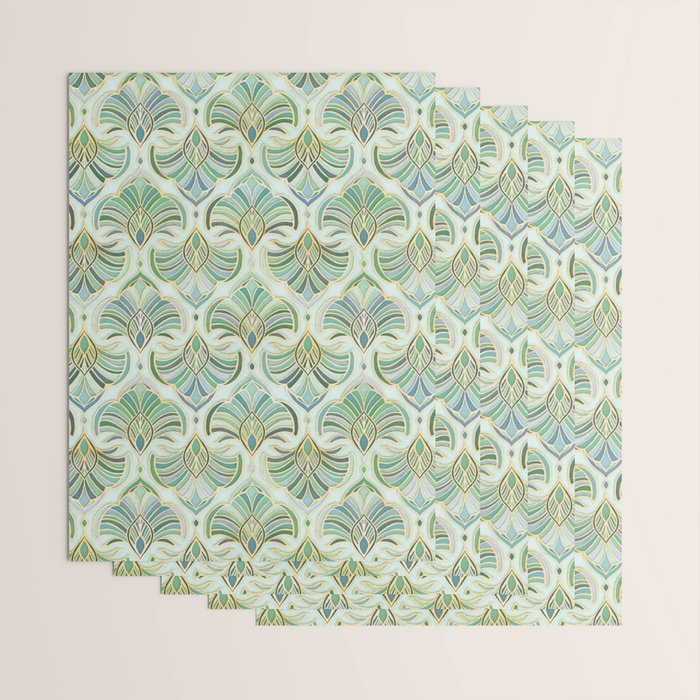 Jade Enamel Art Deco Fans Wrapping Paper Gallery Image 3