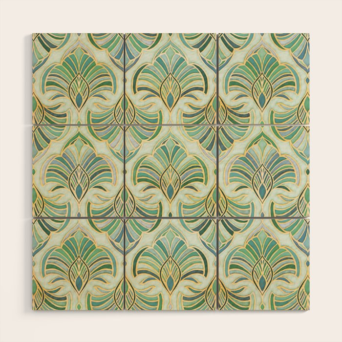 Jade Enamel Art Deco Fans Wood Wall Art Gallery Image 1