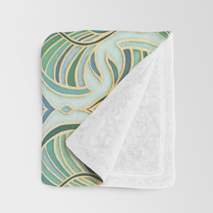 Jade Enamel Art Deco Fans Throw Blanket Gallery Image 3