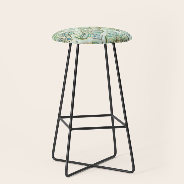 Jade Enamel Art Deco Fans Stool Gallery Image 1