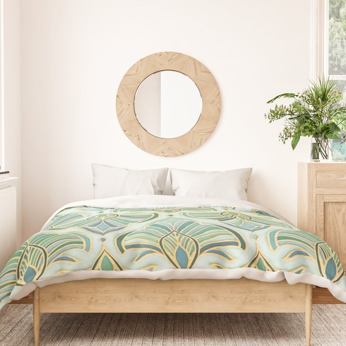 Jade Enamel Art Deco Fans Duvet Cover Gallery Image 3