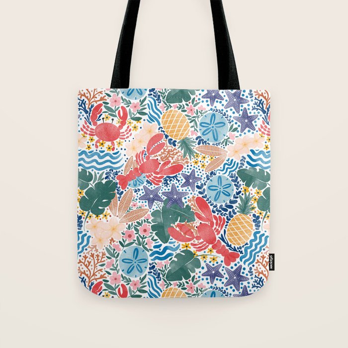 Seaside Floral Dream Tote Bag Gallery Image 1