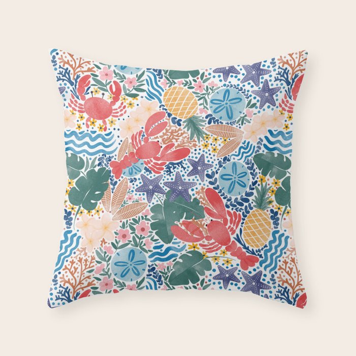 Seaside Floral Dream Throw Pillow Gallery Image 2