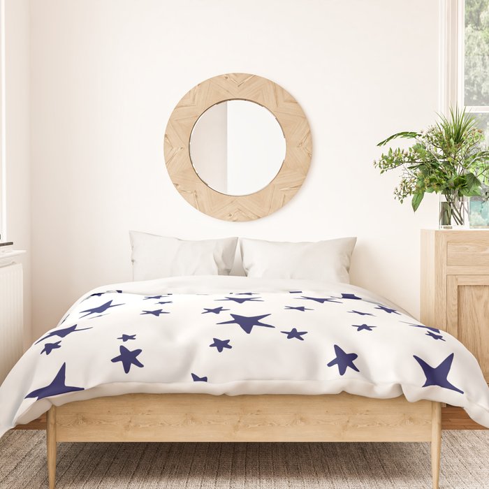 Stars - Navy Blue on White Duvet Cover Gallery Image 3