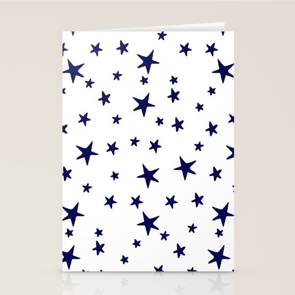 Stars - Navy Blue on White Stationery Card Gallery Image 1