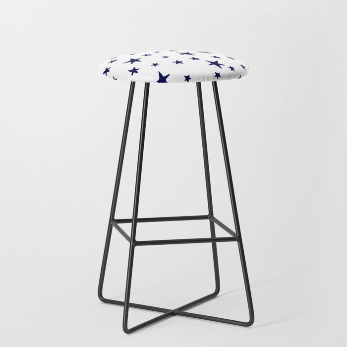 Stars - Navy Blue on White Stool Gallery Image 1