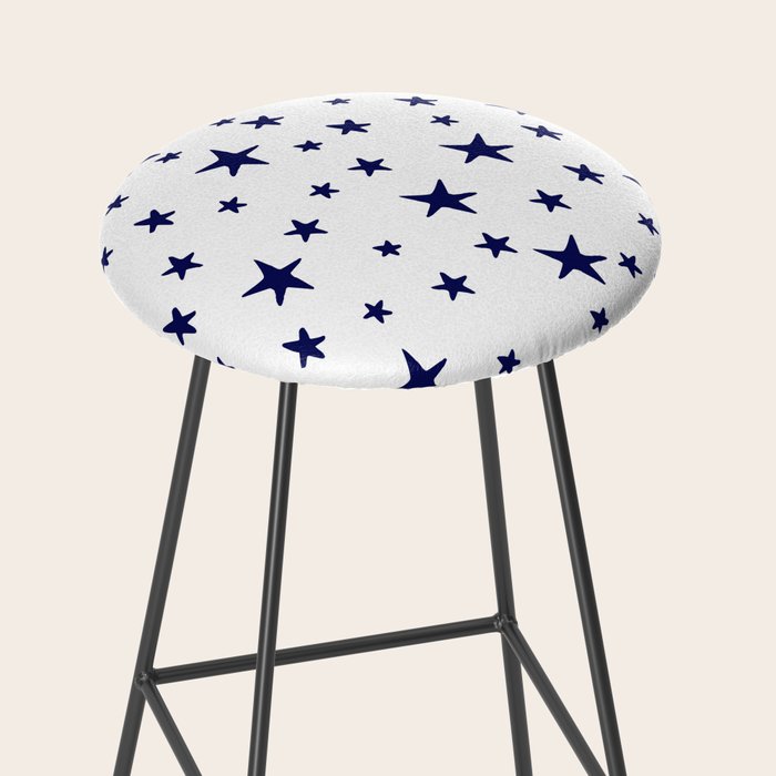 Stars - Navy Blue on White Stool Gallery Image 2