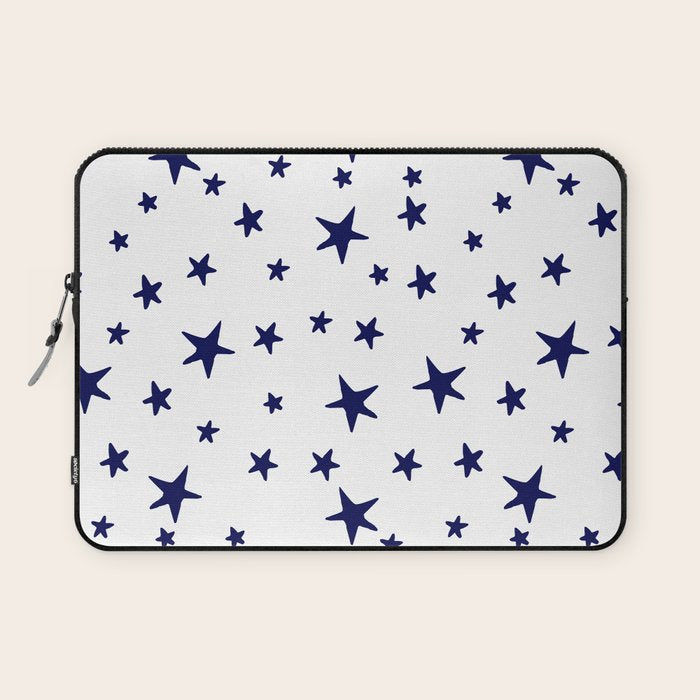 Stars - Navy Blue on White Laptop Sleeve Gallery Image 1