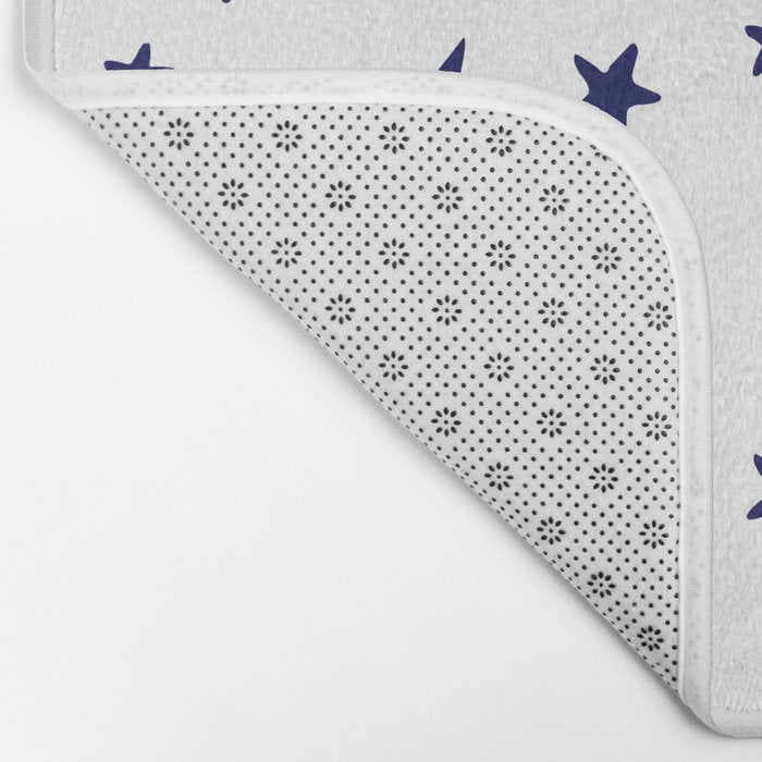 Stars - Navy Blue on White Bath Mat Gallery Image 2