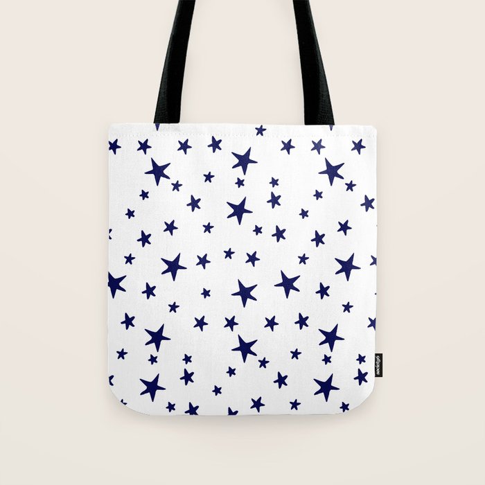 Stars - Navy Blue on White Tote Bag Gallery Image 1